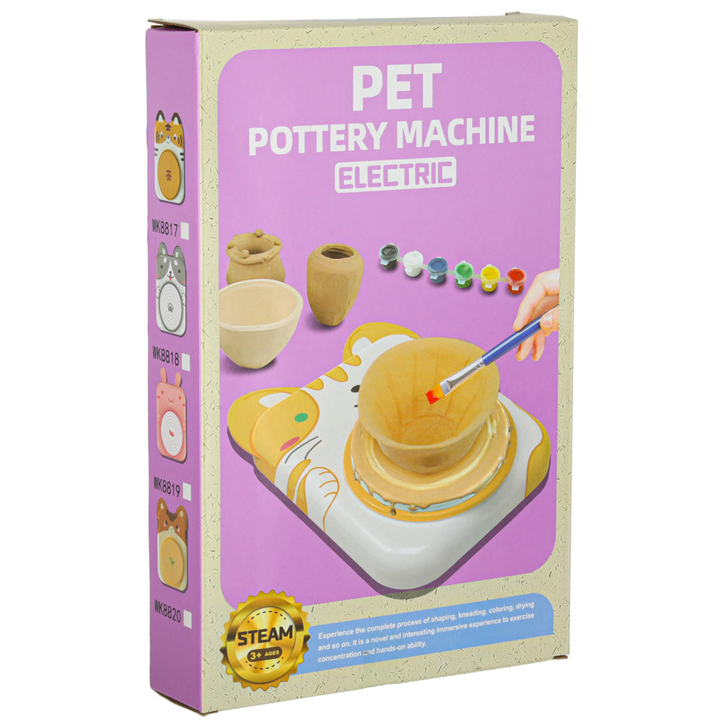 Koło garncarskie zestaw kreatywny glina farby kotek żółty