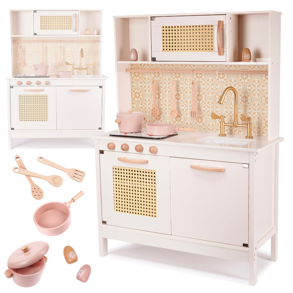 Kuchnia dla dzieci drewniana MDF retro z akcesoriami BOHO 100cm