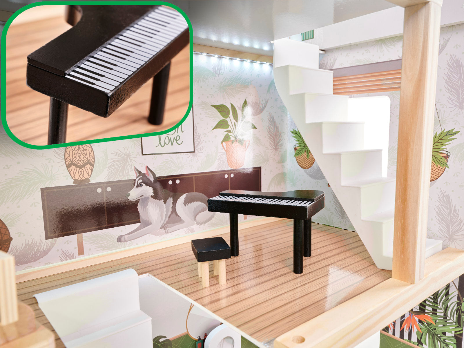 Domek dla lalek drewniany LULILO FLORO boho LED 78cm