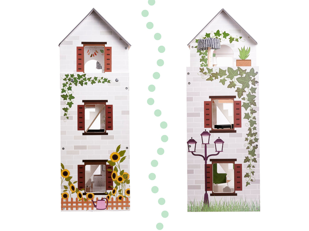 Domek dla lalek drewniany LULILO FLORO boho LED 78cm