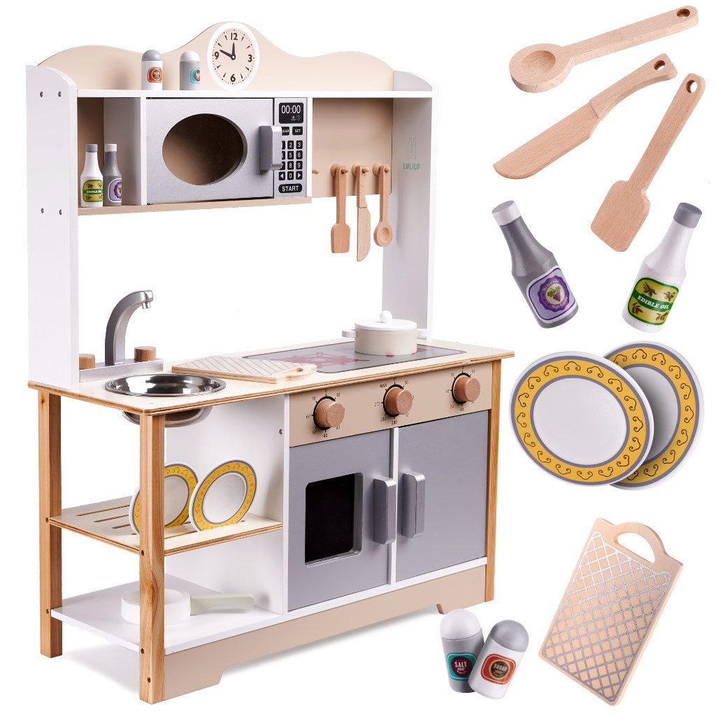LULILO KUKETO Wooden Play Kitchen MDF with Accessories 85 cm