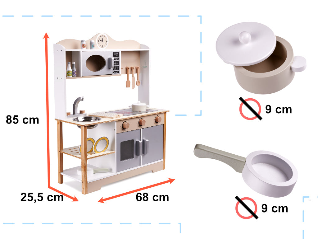 LULILO KUKETO Wooden Play Kitchen MDF with Accessories 85 cm