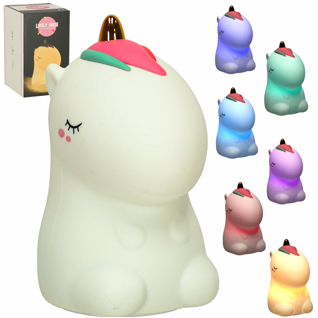 Lampka nocna dla dzieci silikonowa dotykowa miękka LED jednorożec