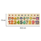 Liczydło drewniane sorter cyfry montessori 3w1 13x36cm