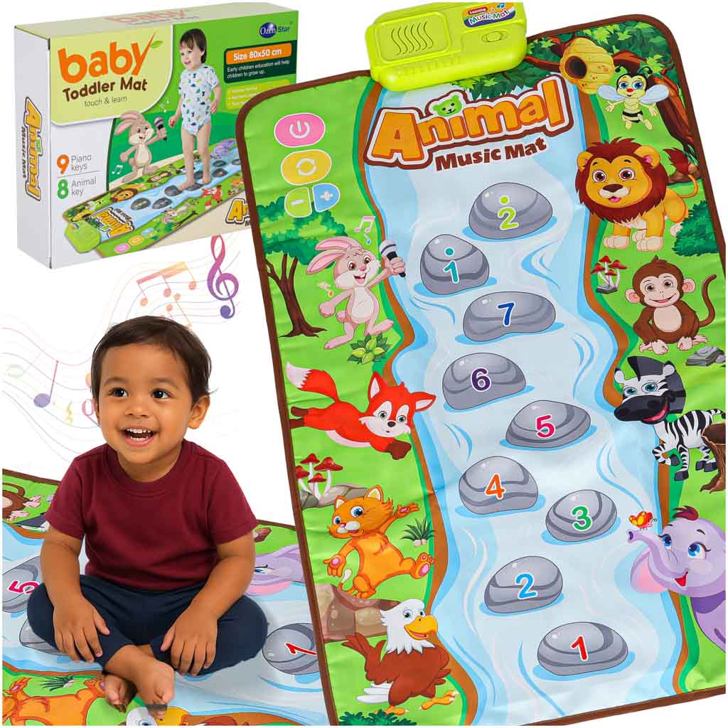 Mata edukacyjna dla dziecka interaktywna muzyczna grająca zwierzątka