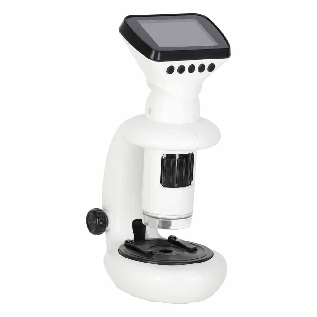 Nowoczesny biały mikroskop cyfrowy elektroniczny z ekranem LCD, WiFi, USB i powiększeniem 1000x, idealny do nauki STEM.
