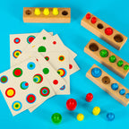 Odważniki cylindry drewniane gra układanka montessori kolorowe