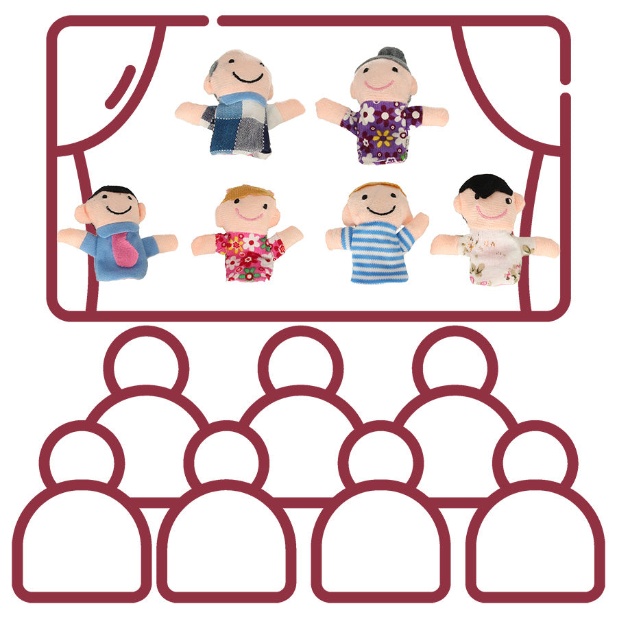 Pacynki palczatki pluszowe kukiełki na palce rodzinka teatrzyk zestaw 6 sztuk