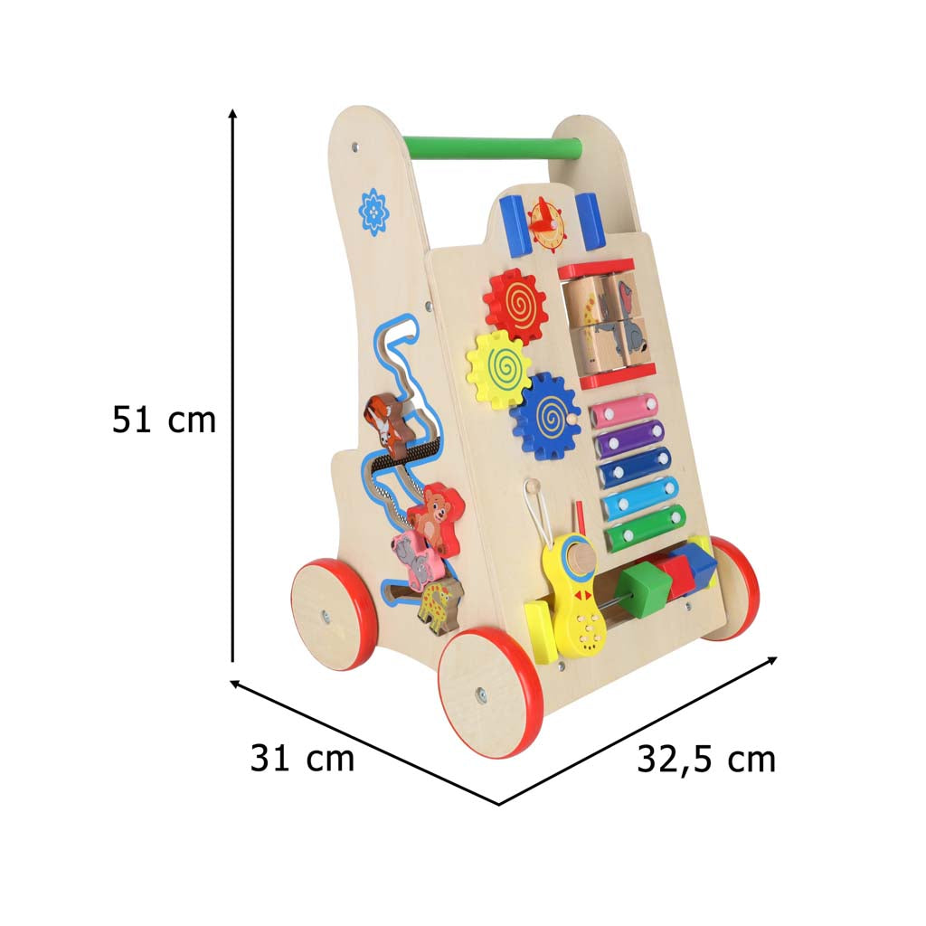 Pchacz dla dziecka chodzik drewniany kostka edukacyjna 6w1