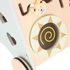 Pchacz dla dziecka chodzik drewniany z liczydłem niebieski