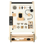 Pchacz dla dziecka chodzik drewniany tablica manipulacyjna sorter