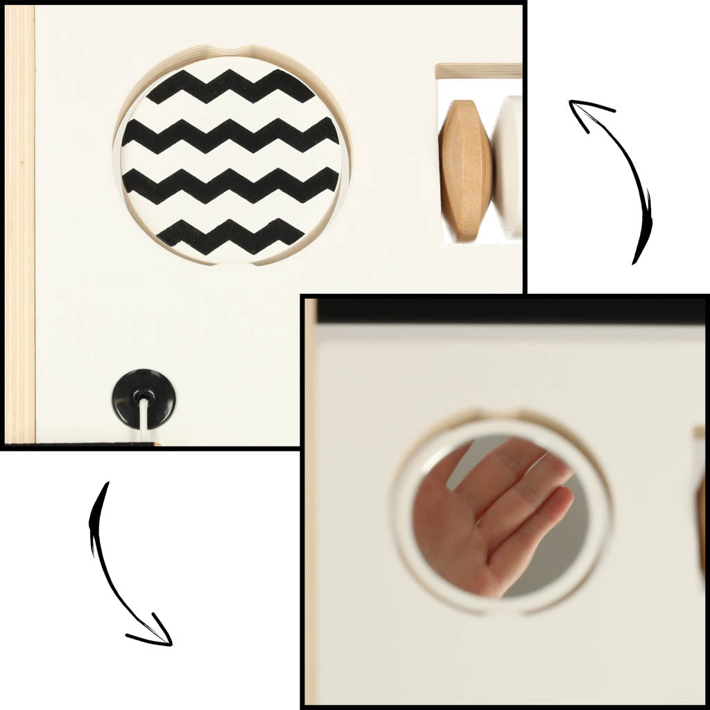 Pchacz dla dziecka chodzik drewniany tablica manipulacyjna sorter