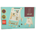 Pchacz dla dziecka chodzik drewniany tablica manipulacyjna sorter