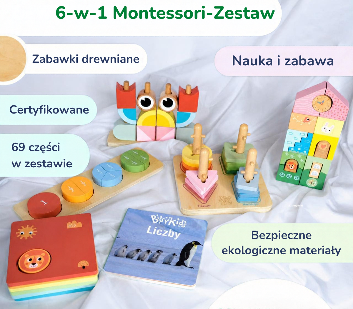 Zestaw Montessori BusyKids dla dzieci w wieku od 24 do 36 miesięcy