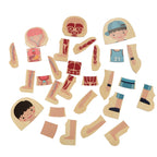 Puzzle drewniane warstwowe budowa ciała montessori chłopiec