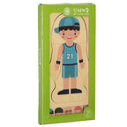 Puzzle drewniane warstwowe budowa ciała montessori chłopiec