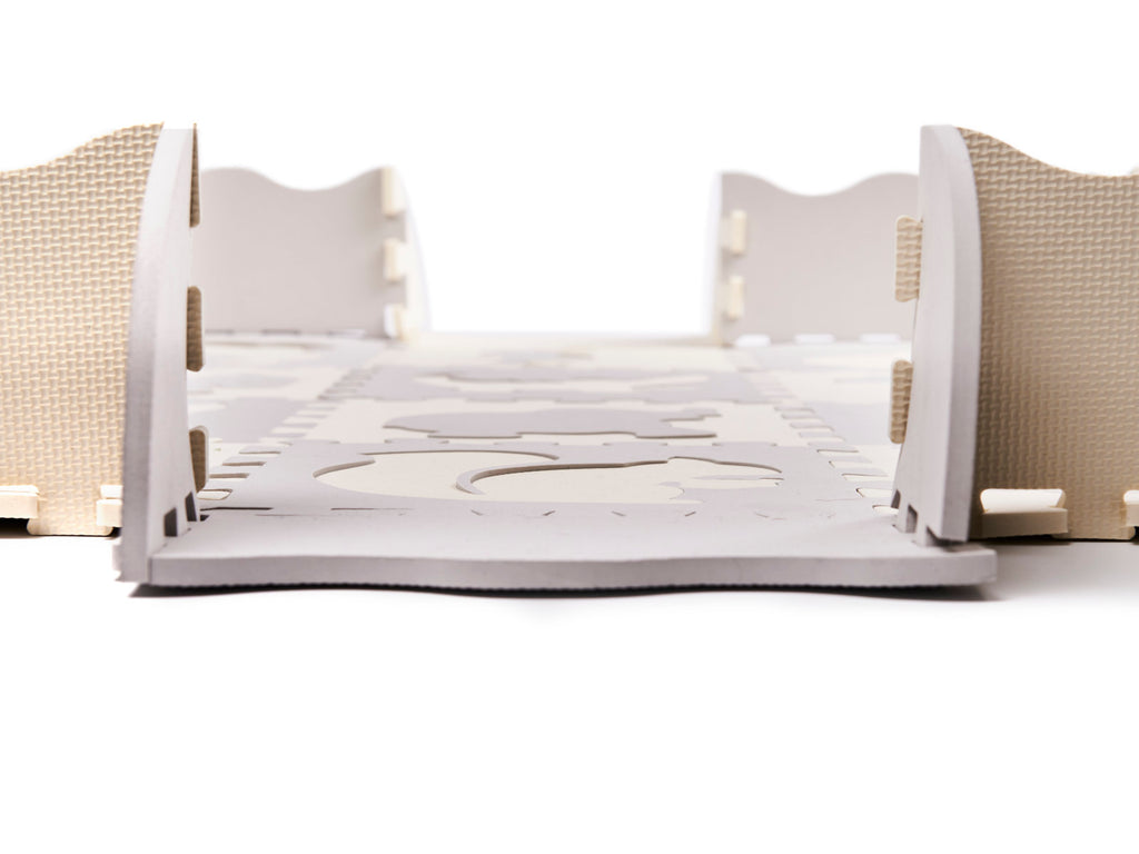 Mata edukacyjna piankowa puzzle szara ecru 36 elementów 150x150cm