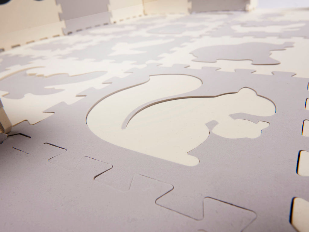 Mata edukacyjna piankowa puzzle szara ecru 36 elementów 150x150cm