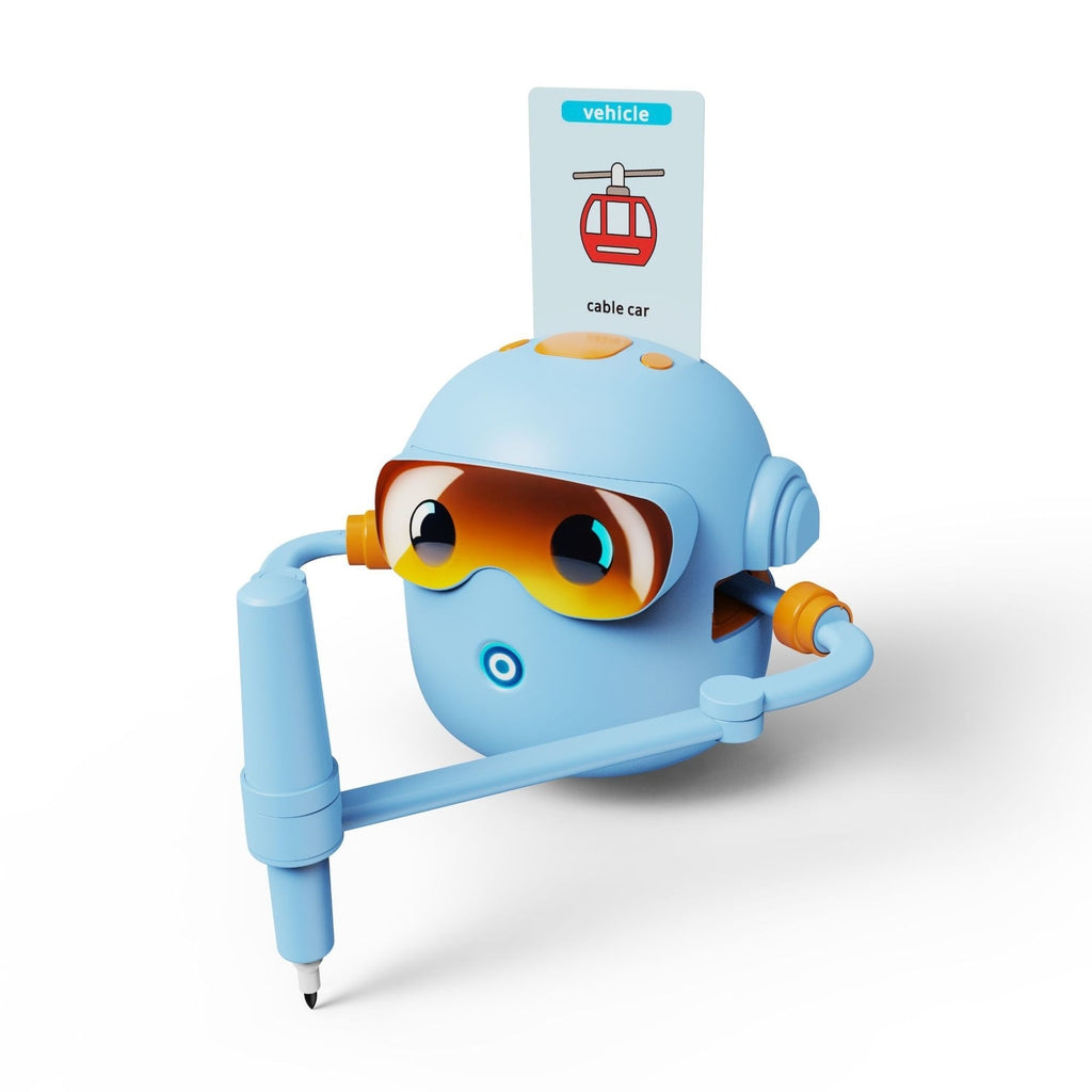 Interactive Educational Drawing Robot with Flashcards and Markers – Blue