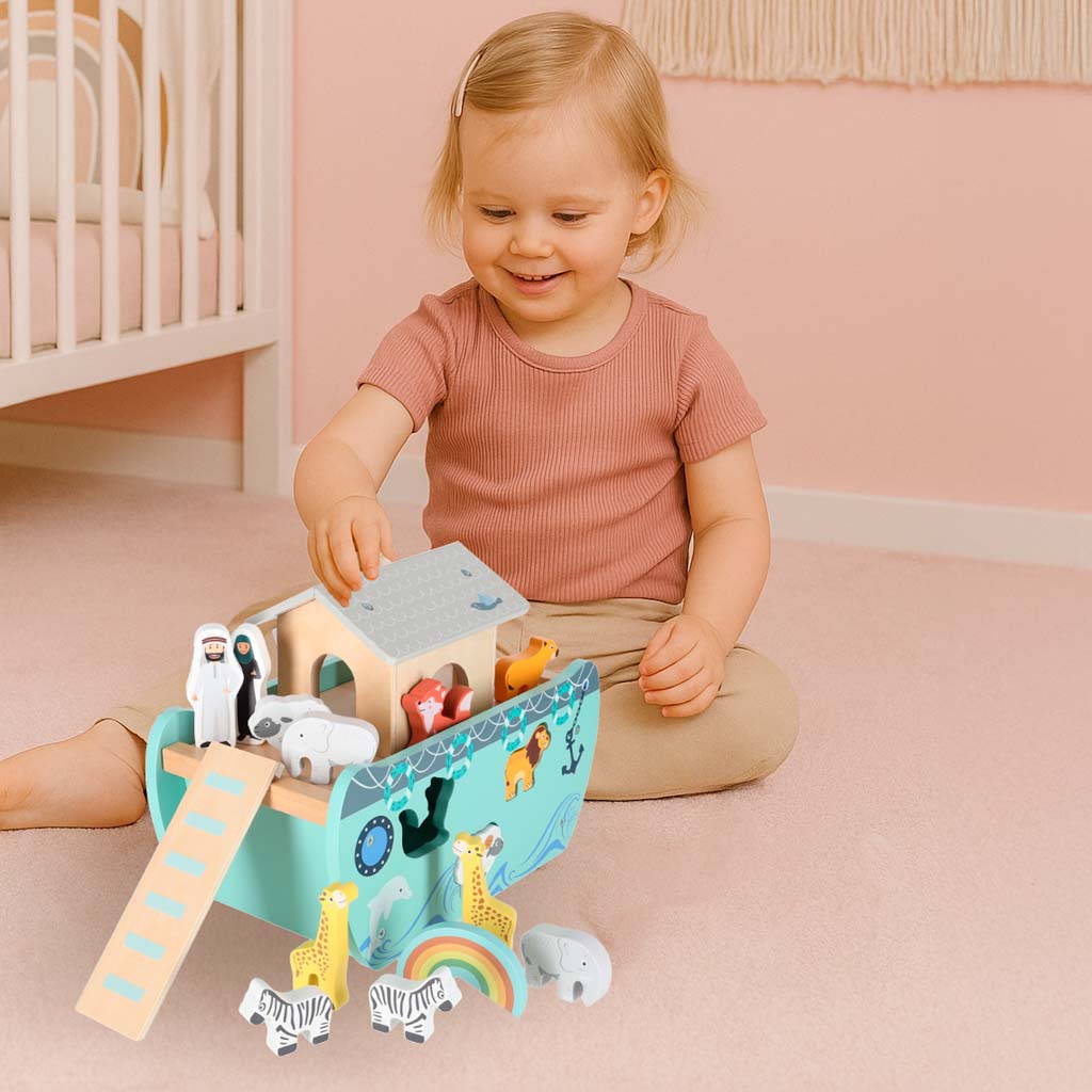 Sorter drewniany Lulilo Arka Noego statek zwierzątka 9 elementów