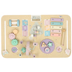 Tablica manipulacyjna LULILO LUDO stolik drewniany sensoryczny 2w1 różowy