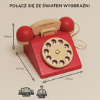 Drewniany telefon vintage Le Toy Van w kolorze czerwonym z obrotową tarczą, idealny do nauki liczb. Ekologiczna zabawka z drewna FSC® bez plastiku.