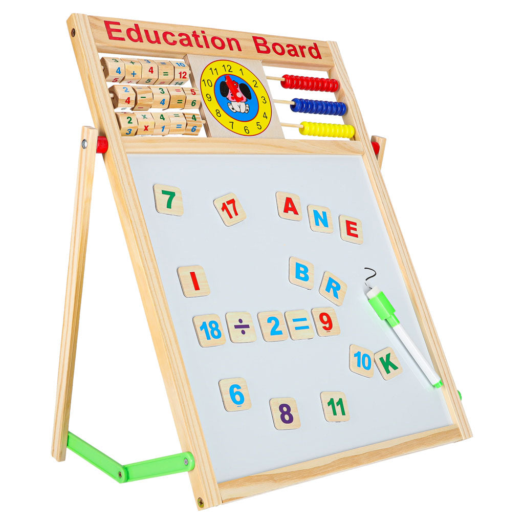 Tablica magnetyczna kredowa dwustronna drewniana zegar 42x32,5cm