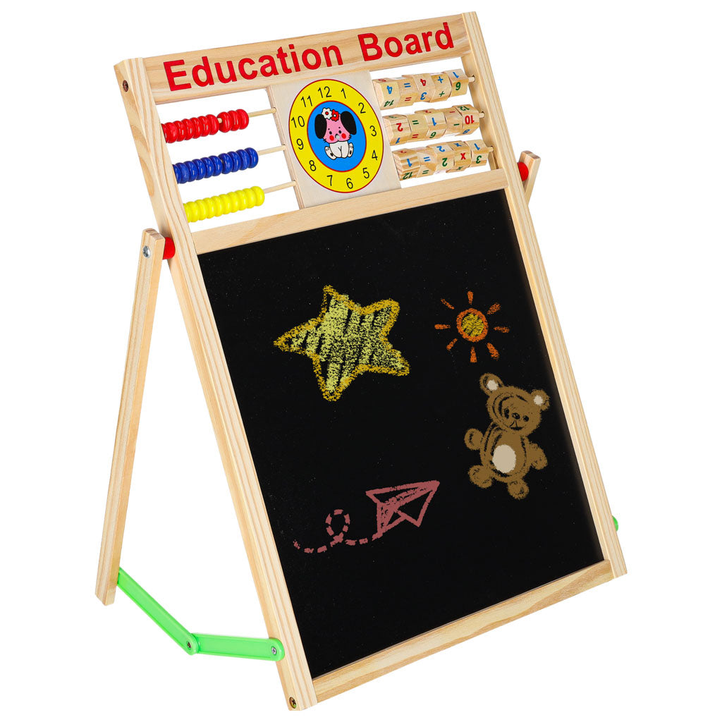 Tablica magnetyczna kredowa dwustronna drewniana zegar 42x32,5cm