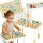 Tablica manipulacyjna LULILO LUDO stolik drewniany sensoryczny 2w1 miętowy