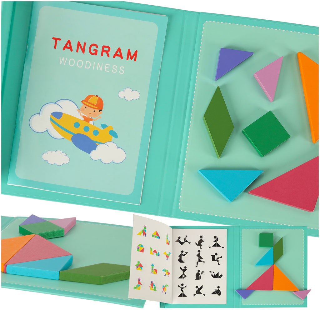 Tangram książeczka magnetyczna układanka montessori klocki gra logiczna 3D