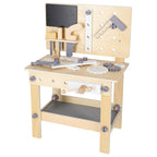 Warsztat z narzędziami drewniany na stoliku zestaw majsterkowicza