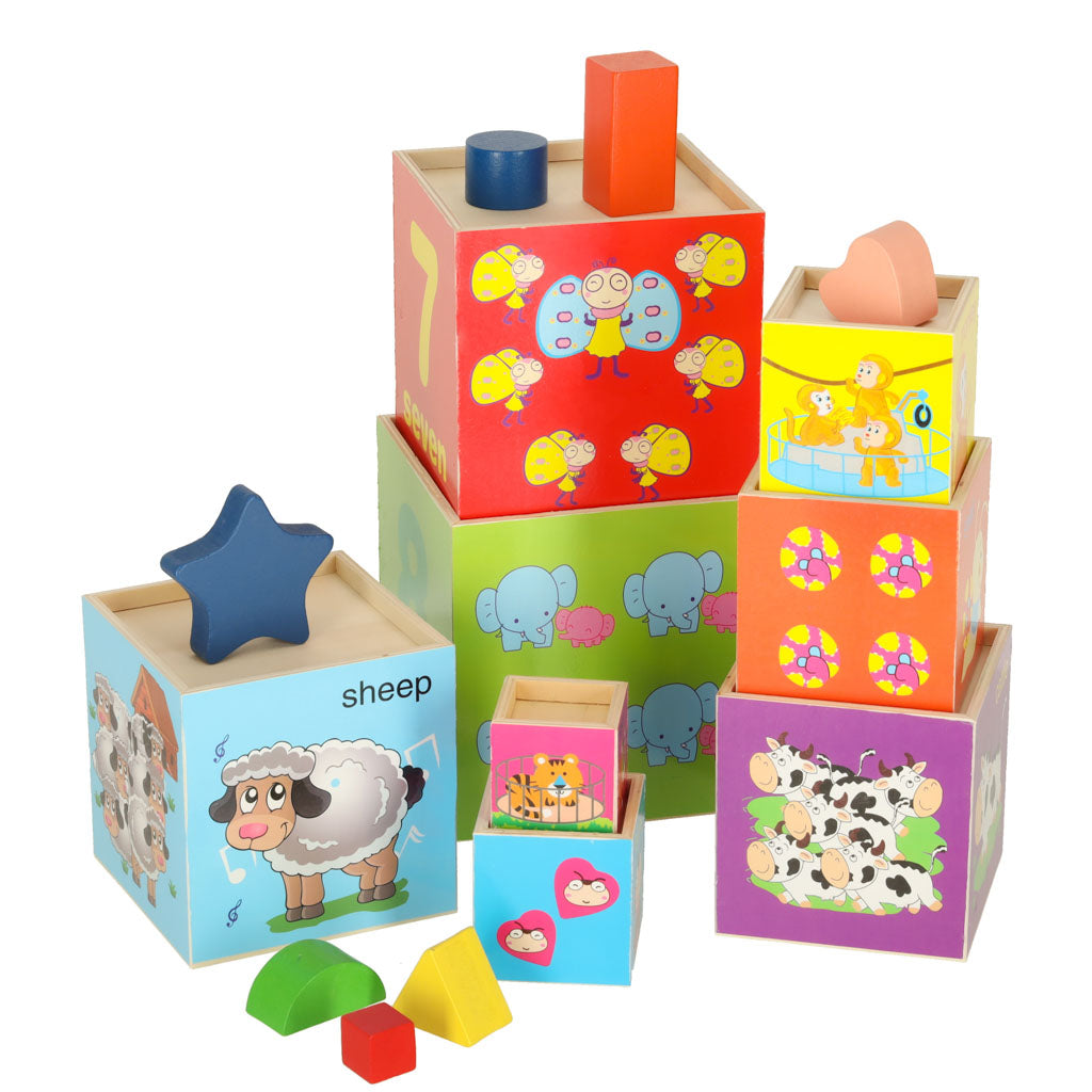 Wieża edukacyjna drewniana sorter kształty nauka liczenia 71cm XXL