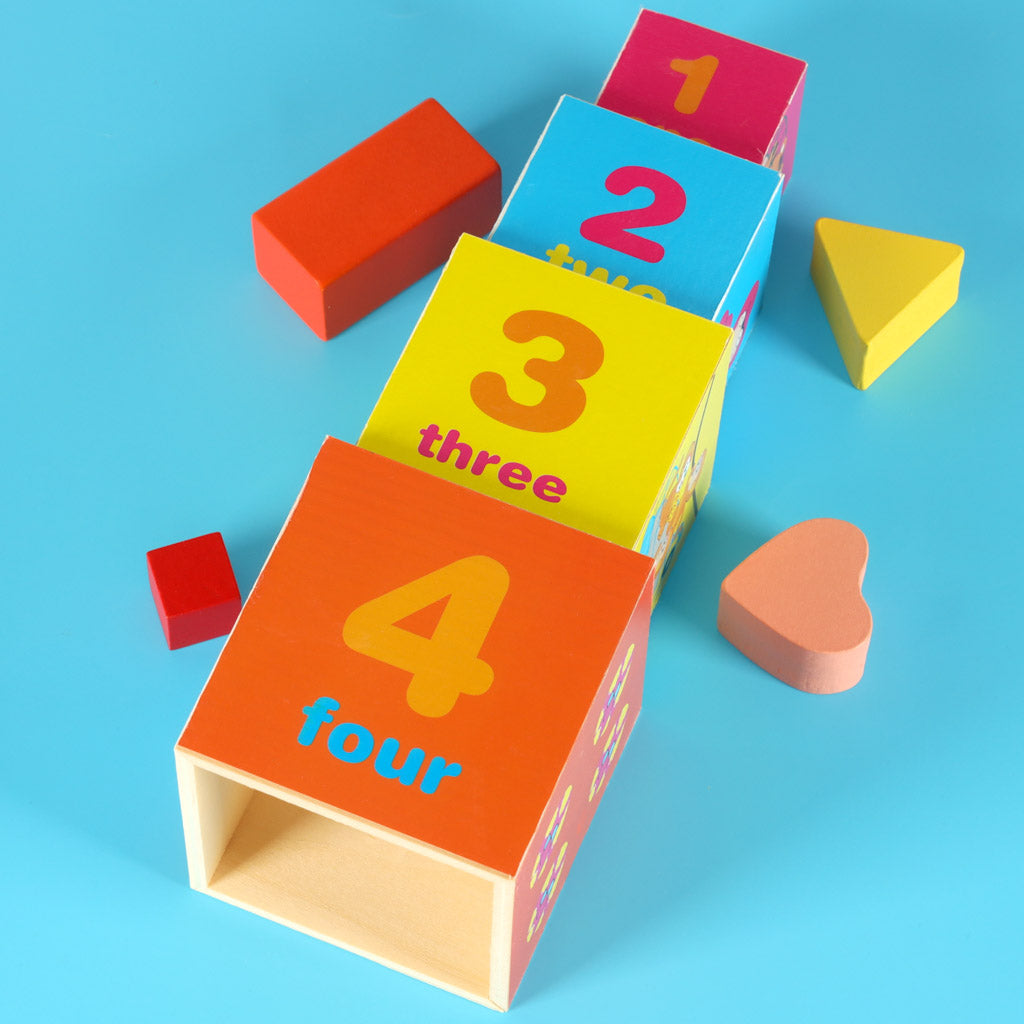 Wieża edukacyjna drewniana sorter kształty nauka liczenia 71cm XXL