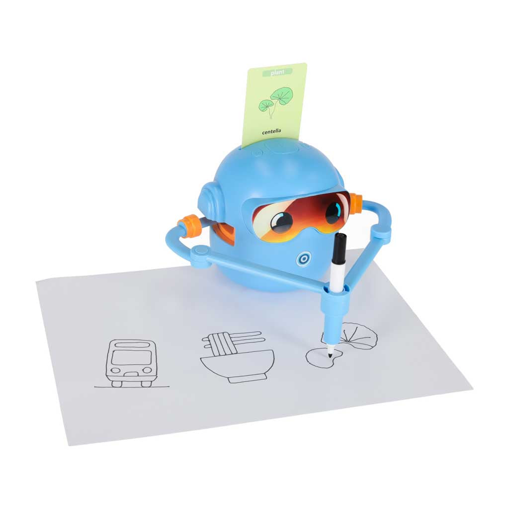 Interactive Educational Drawing Robot with Flashcards and Markers – Blue