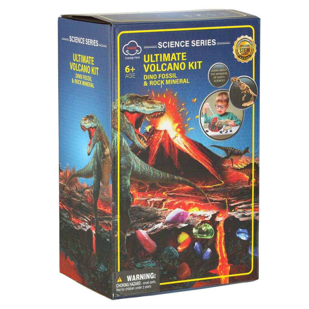 Edukacyjny zestaw naukowy Ultimate Volcano Kit: odkryj wulkany, wykop skamieniałości dinozaurów i badaj minerały. Idealny zestaw STEM dla dzieci.
