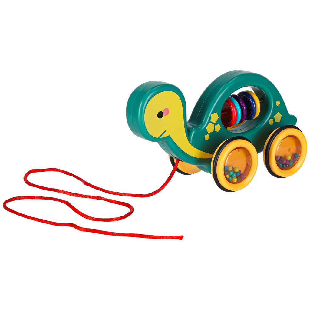 Żółwik do ciągania na sznurku zabawka sensoryczna mobilna grzechotka