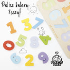Drewniane cyferki sorter kształtów Le Toy Van. Kolorowa zabawka edukacyjna dla dzieci do nauki liczenia i rozpoznawania kształtów, bez plastiku.