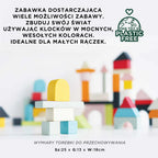 Zestaw 60 drewnianych klocków edukacyjnych dla dzieci, wesołe kolory i różnorodne kształty. Ekologiczna zabawka bez plastiku, rozwijająca kreatywność i zdolności budowania.