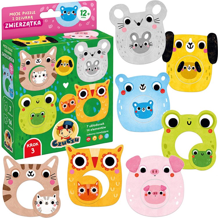 Czuczu Moje puzzle z dziurką 12m+ ZWIERZĄTKA