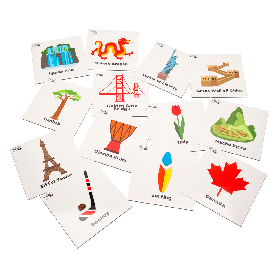 Karty pracy ZABYTKI po angielsku 10 x 10 cm 52 sztuki