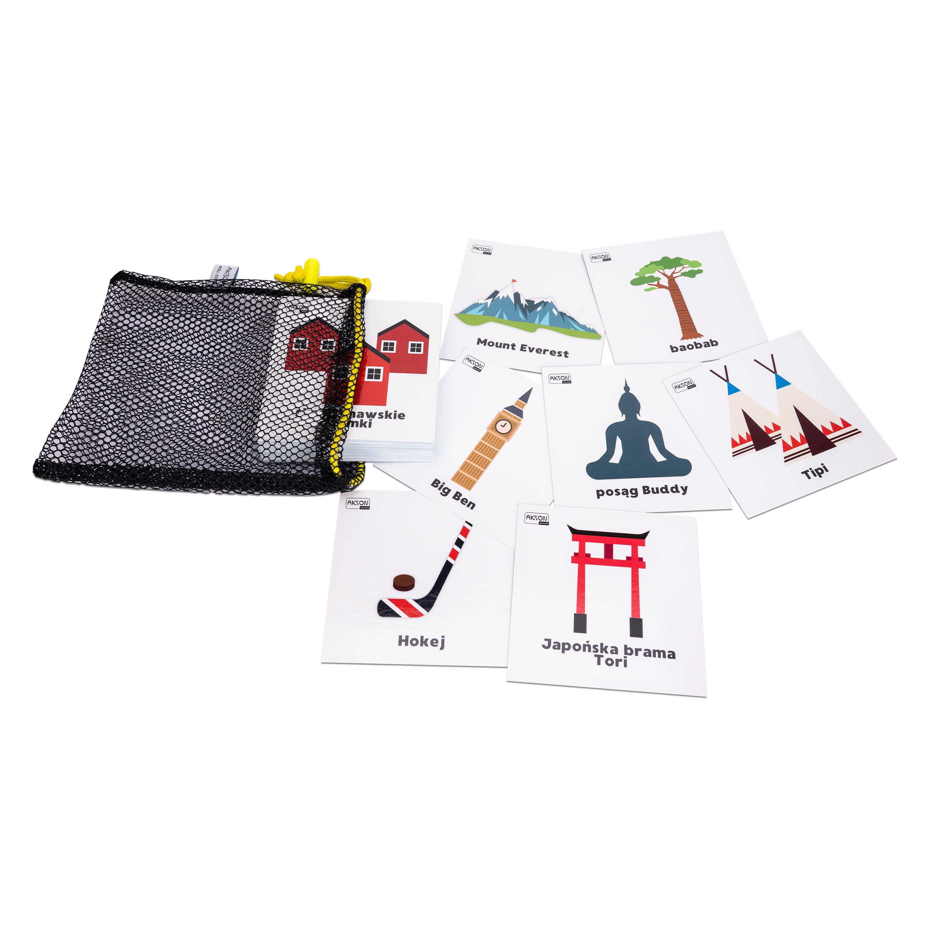 Karty pracy ZABYTKI po polsku 10 x 10 cm 52 sztuki