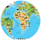 Piłka Balonowa Globus Kontynenty ze zwierzątami