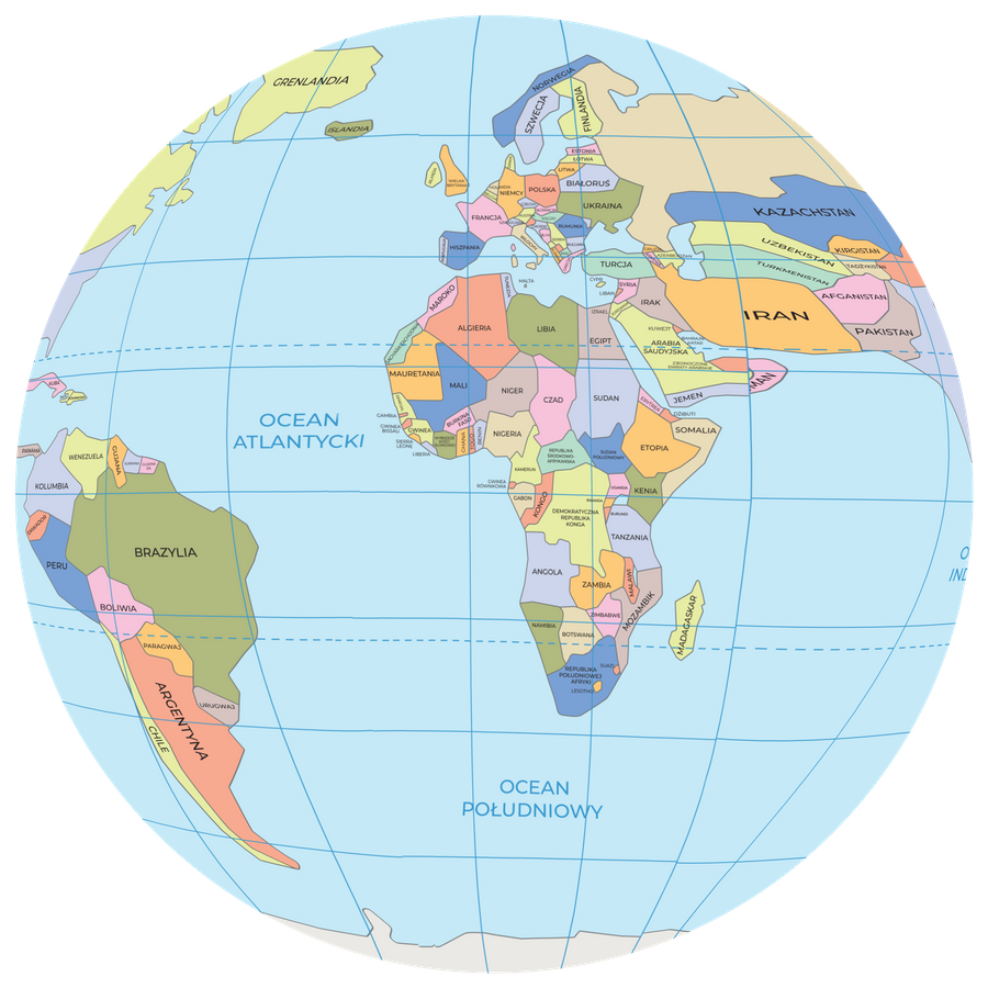 Piłka Balonowa Globus Państwa Świata PL