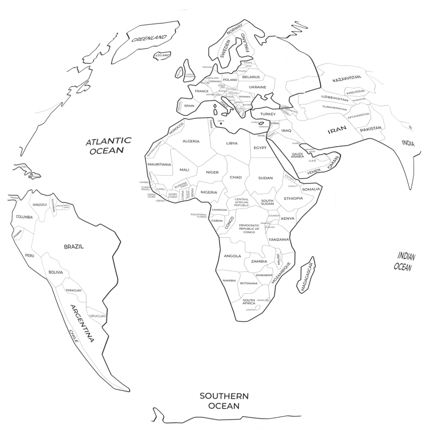 Piłka Balonowa Globus Państwa Świata do kolorowania ENG