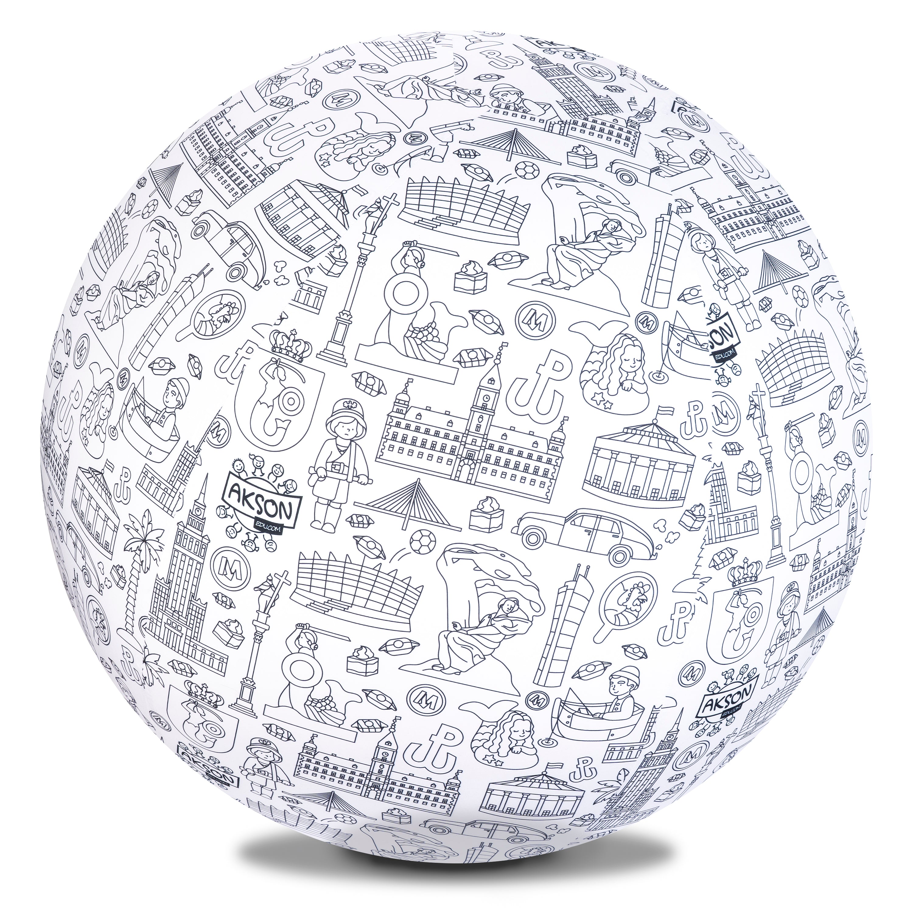 Piłka Balonowa do kolorowania XXL Akson seria miasta: WARSZAWA