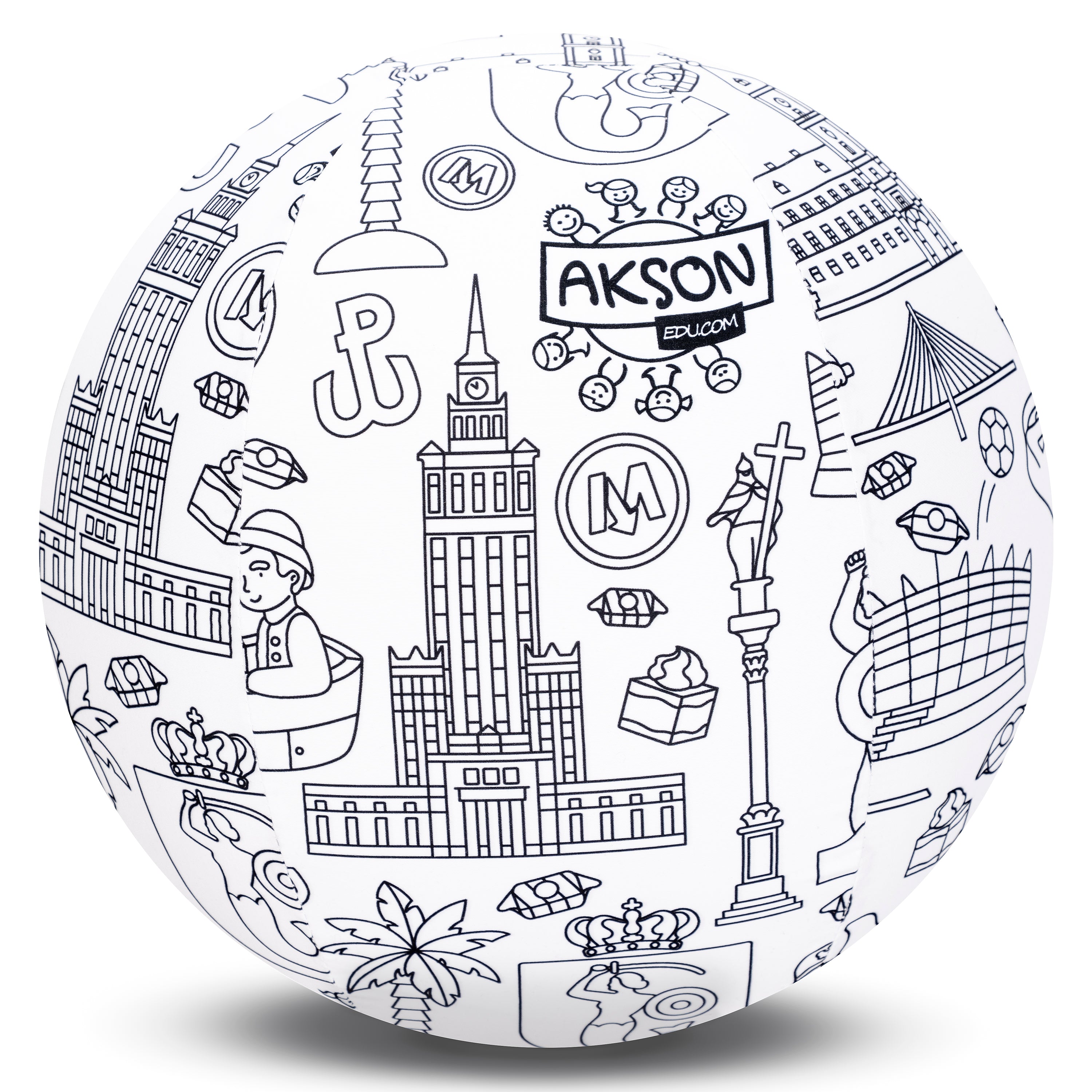 Piłka Balonowa do kolorowania seria miasta WARSZAWA 30 cm