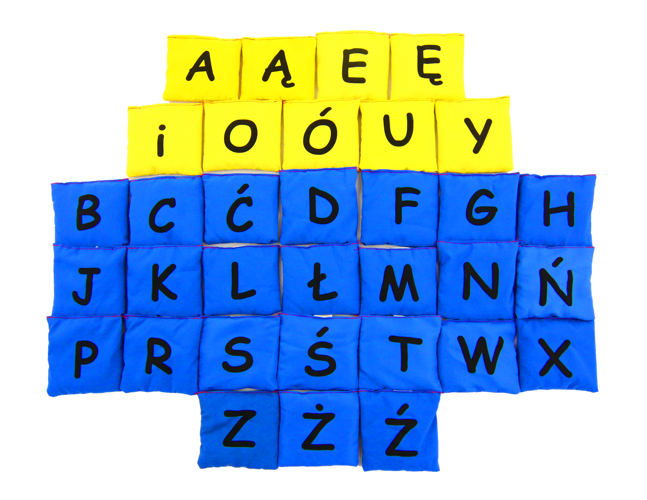 Woreczki gimnastyczne Akson Kolorowy Alfabet Zestaw Samogłoski i Spółgłoski