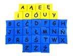 Woreczki gimnastyczne Akson Kolorowy Alfabet Zestaw Samogłoski i Spółgłoski