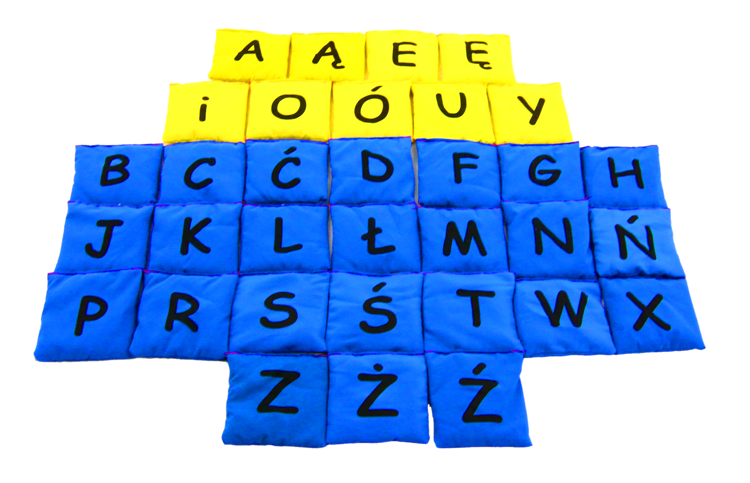 Woreczki gimnastyczne Akson Kolorowy Alfabet Zestaw Samogłoski i Spółgłoski