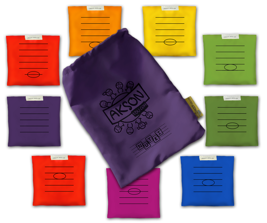 Woreczki gimnastyczne Akson ZESTAW NUTKI na pięciolinii